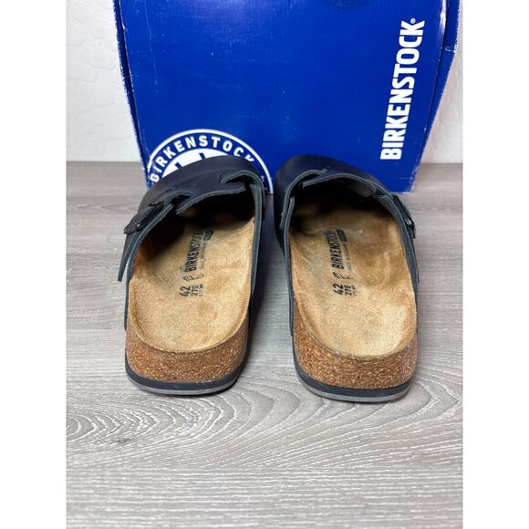 Birkenstock Boston Black Oiled Leather Clog Sandals Normal Width 42 M 9 W 11 EUC - Picture 5 of 8